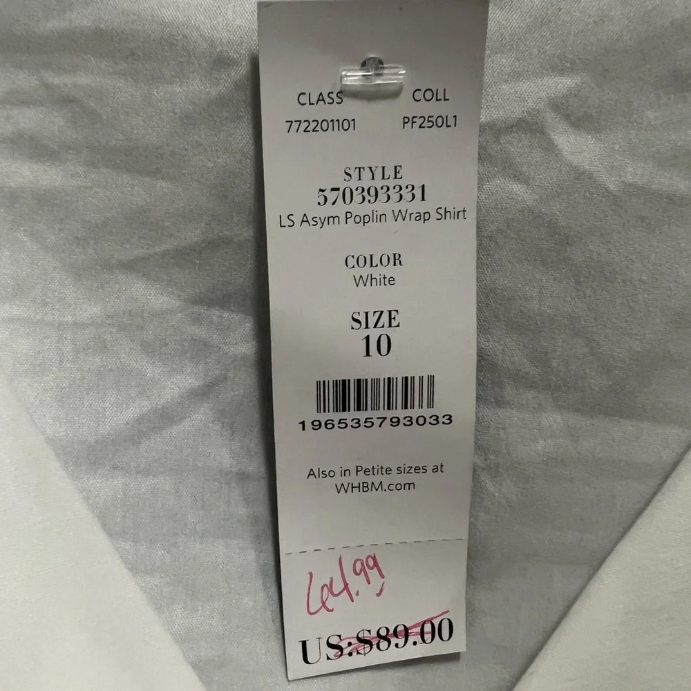 NWT White Poplin Wrap Shirt From WHITEHOUSEBLACKMARKET - Picture 3 of 16